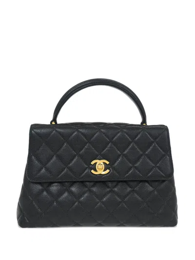 Pre-owned Chanel 1997 Kelly Diamond-quilted Tote Bag In Black