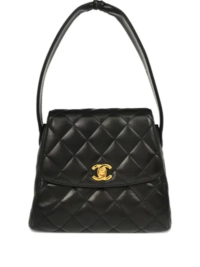 Pre-owned Chanel 1997 Lambskin Quilted Handbag In Black