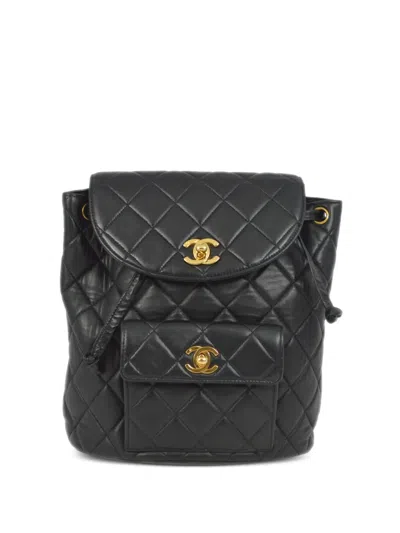 Pre-owned Chanel 1997 Large Duma Quilted Backpack In Black