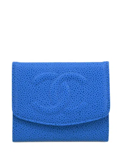 Pre-owned Chanel 1997 Leather Coin Wallet In Blue