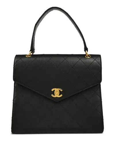 Pre-owned Chanel 1997 Leather Tote Bag In Black