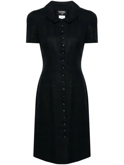 Pre-owned Chanel 1997 Linen Minidress In Blue