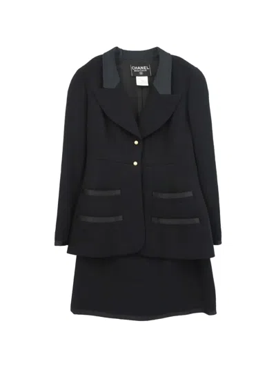 Pre-owned Chanel 1997 Long-sleeve Skirt Suit In Black