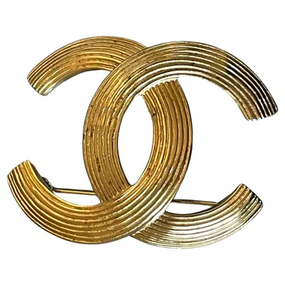Pre-owned Chanel 1997 Maxi Cc Logo Brooch, Vintage Gilded Monogram, France In Multi