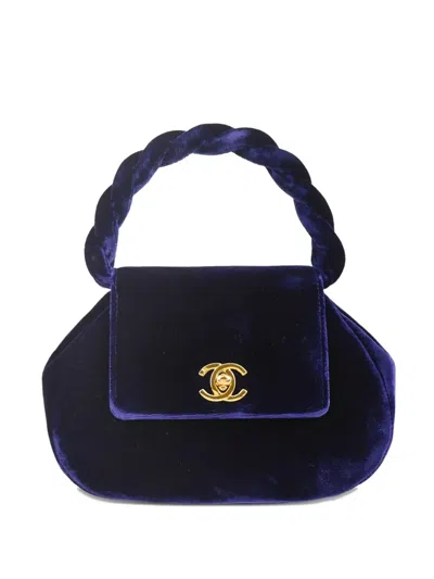 Pre-owned Chanel 1997 Mini Cc Turn-lock Tote Bag In Blue