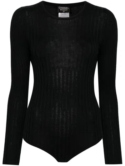 Pre-owned Chanel 1997 One-pieced Knitted Top In Black