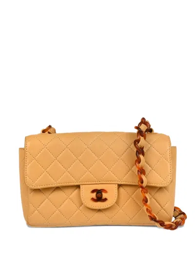 Pre-owned Chanel 1997 Quilted Lambskin Shoulder Bag In Neutral
