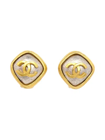 Pre-owned Chanel 1997 Rhombus Clip-on Earrings