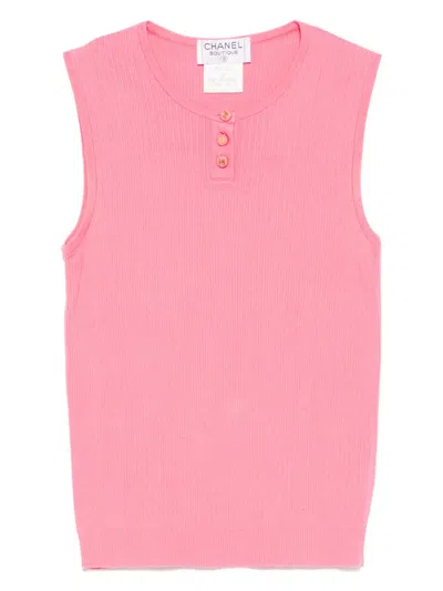 Pre-owned Chanel 1997 Ribbed Tank Top In Pink