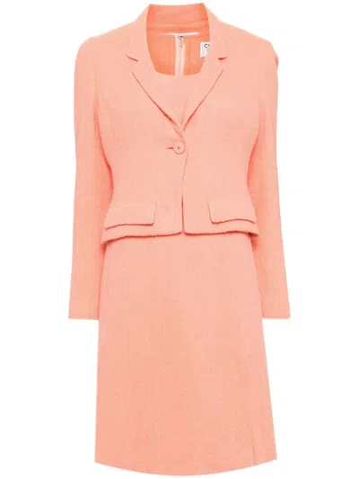Pre-owned Chanel 1997 Setup Jacket Dress Suit In Orange