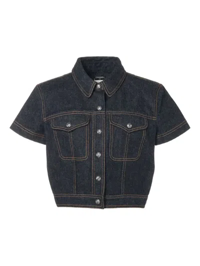 Pre-owned Chanel 1997 Short-sleeve Denim Top In Blue