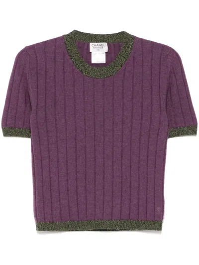 Pre-owned Chanel 1997 Short-sleeve Top In Purple