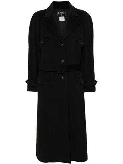 Pre-owned Chanel 1997 Single-breasted Coat In Black