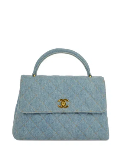 Pre-owned Chanel 1997 Small Cc Denim Handbag In Blue