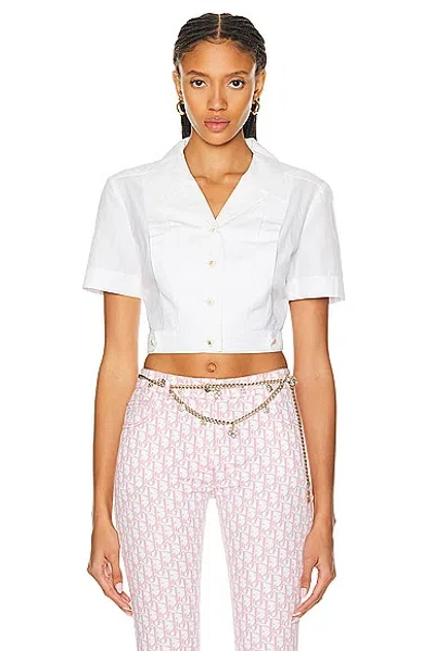 Pre-owned Chanel 1997 Spring Summer Runway Pleated Shirt In White