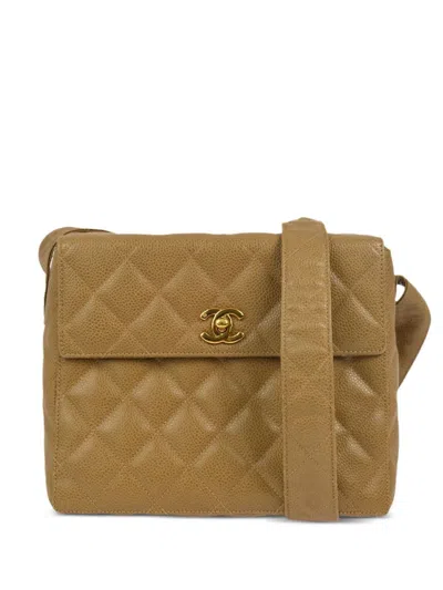 Pre-owned Chanel 1997 Straight Flap Shoulder Bag In Brown