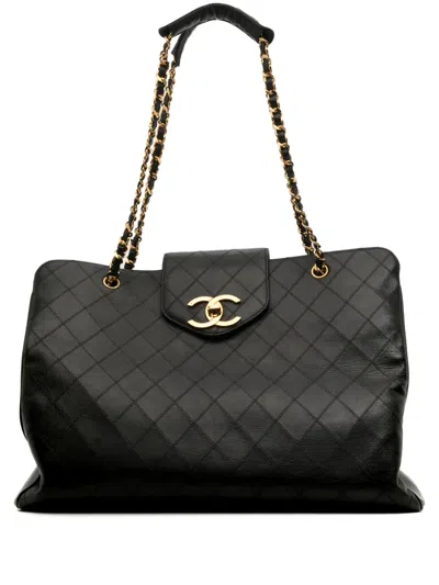 Pre-owned Chanel 1997 Supermodel Tote Bag In Black