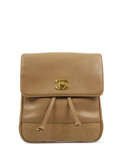 Pre-owned Chanel 1997 Triple Cc Backpack In 褐色