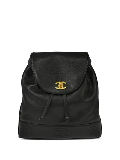 Pre-owned Chanel 1997 Triple Cc Backpack In Black