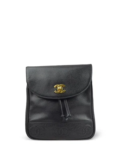 Pre-owned Chanel 1997 Triple Cc Backpack In Black