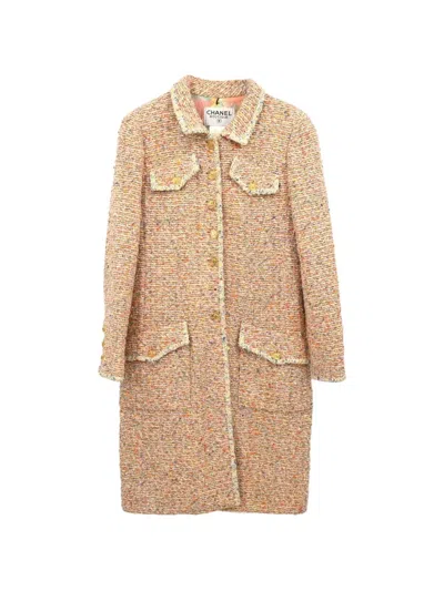 Pre-owned Chanel 1997 Tweed Coat In Pink