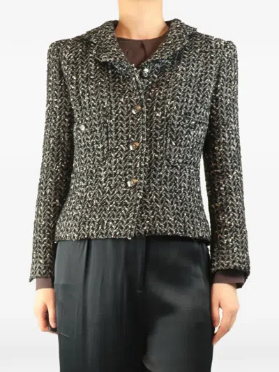 Pre-owned Chanel 1997 Tweed Jacket In Black