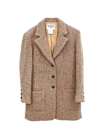 Pre-owned Chanel 1997 Tweed Single-breasted Jacket In Neutrals