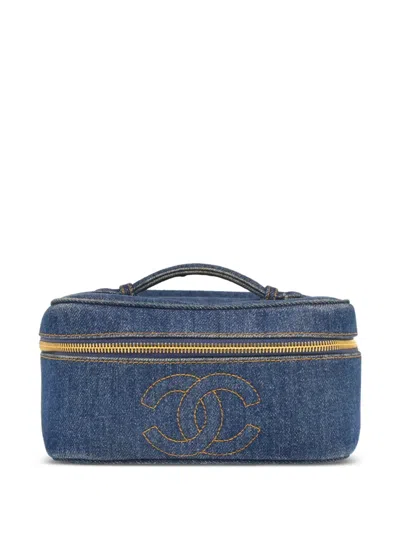 Pre-owned Chanel 1997 Vanity Handbag In Blue