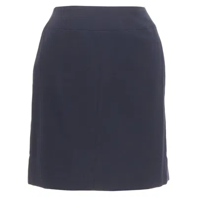 Pre-owned Chanel 1997 Vintage Navy Wool High Waisted Silk Lined Classic Pencil Skirt Fr34 In Blue