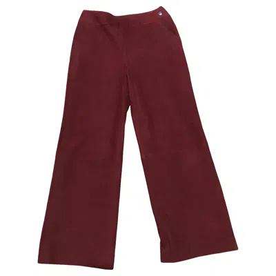 Pre-owned Chanel 1997 Women's Lamb Leather Suede Effect Pants In Good Condition In Brown