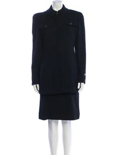 Pre-owned Chanel 1997 Wool Skirt Suit In Black