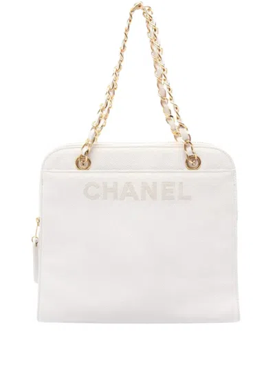 Pre-owned Chanel 1997-1999 Caviar Tote Bag In White