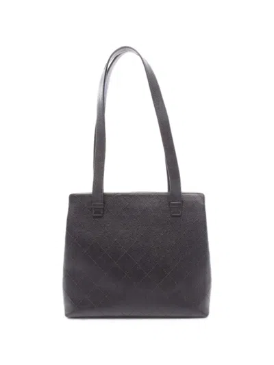 Pre-owned Chanel 1997-1999 Caviar-leather Quilted Tote Bag In Brown