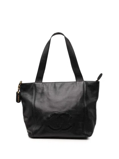 Pre-owned Chanel 1997-1999 Cc Caviar Tote Bag In Black
