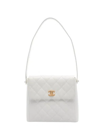 Pre-owned Chanel 1997-1999 Cc Turn-lock Shoulder Bag In White