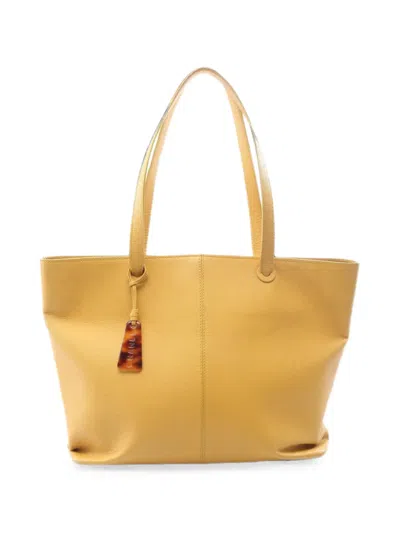 Pre-owned Chanel 1997-1999 Charm Leather Tote Bag In Yellow