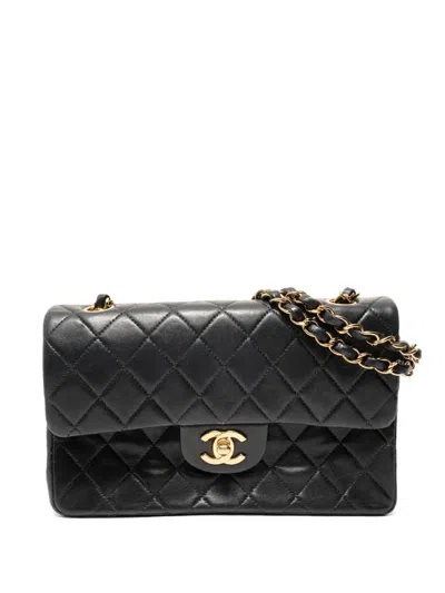 Pre-owned Chanel 1997-1999 Matelassé Double Flap Shoulder Bag In Black
