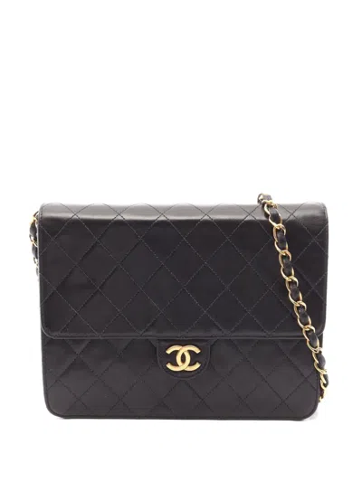 Pre-owned Chanel 1997-1999 Matelassé Single Flap Lambskin Shoulder Bag In Black