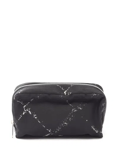 Pre-owned Chanel 1997-1999 Old Travel Line Nylon Pouch In Black