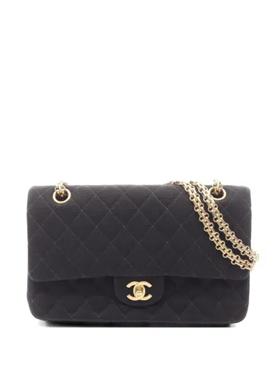 Pre-owned Chanel 1997-1999 Quilted Double Flap Shoulder Bag In Black