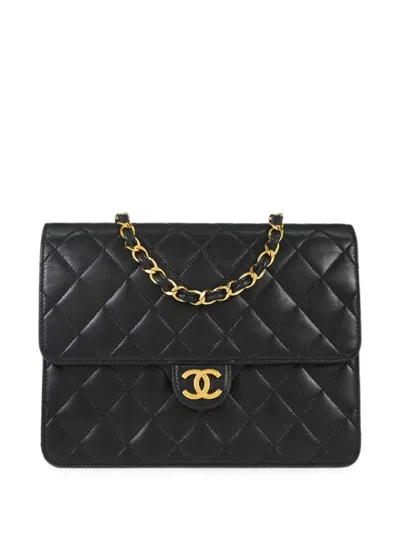 Chanel 1997-1999 Small Quilted Push-lock Shoulder Bag In Black