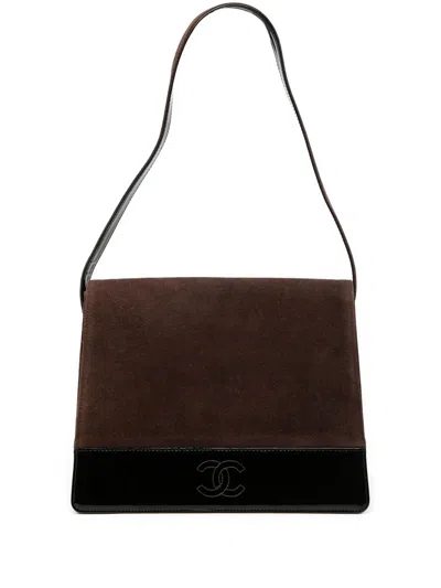 Pre-owned Chanel 1997-1999 Suede Shoulder Bag In Black