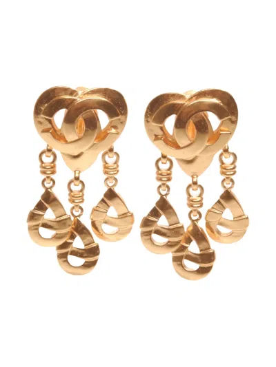 Pre-owned Chanel 1997s Cc Mark Earrings In Gold