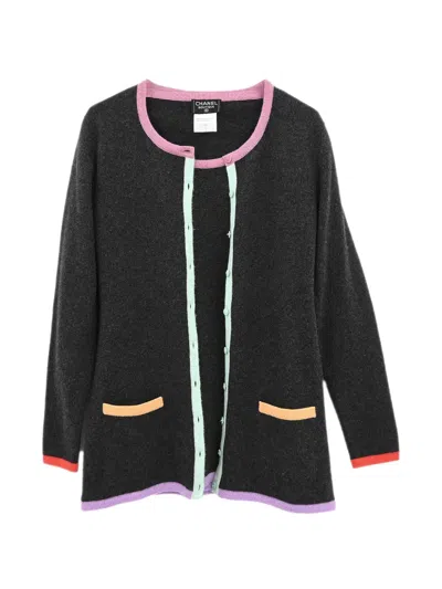 Pre-owned Chanel 1998 Button-front T-shirt And Cardigan Set In Gray