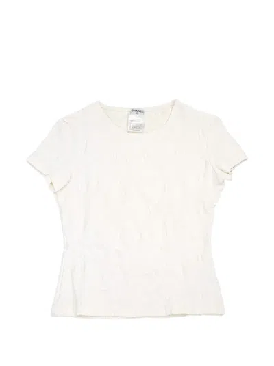 Pre-owned Chanel 1998 Camellia T-shirt In White