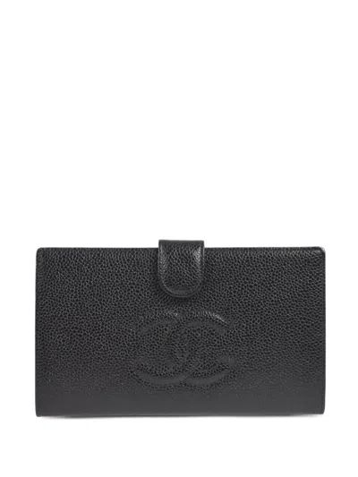 Pre-owned Chanel 1998 Cc Bi-fold Wallet In Black