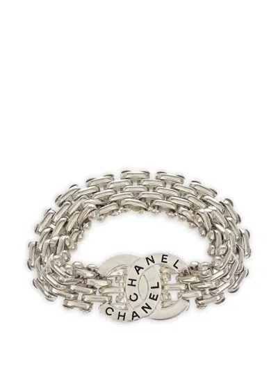 Pre-owned Chanel 1998 Cc Bracelet In Silver