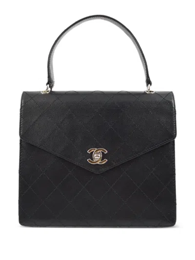 Pre-owned Chanel 1998 Cc Diamond-quilted Handbag In Black