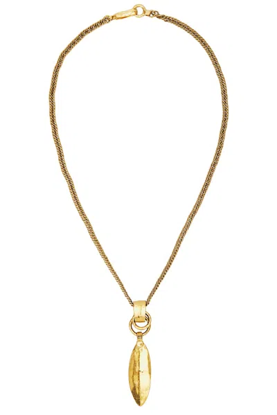 Pre-owned Chanel 1998 Cc Feather Necklace In Gold