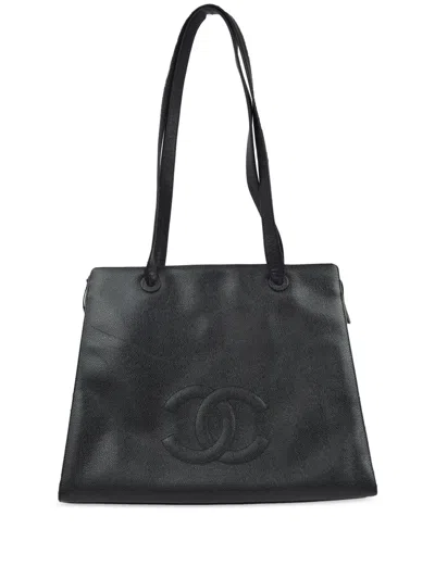 Pre-owned Chanel 1998 Cc Tote Bag In Black